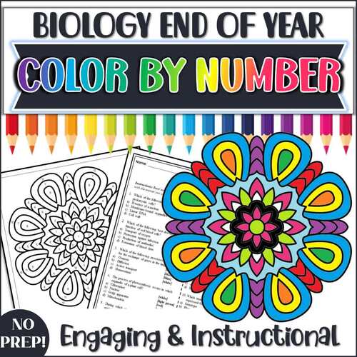Biology End of Year Color by Number Review Activity by Savvy Biology
