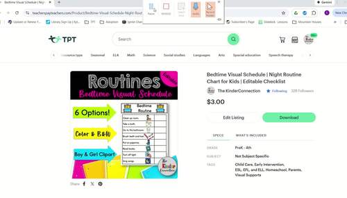 Bedtime Visual Schedule | Night Routine Chart for Kids | Editable Checklist