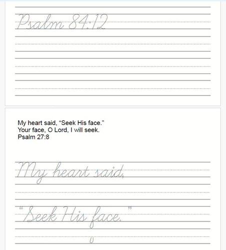 50 BSB Bible Psalms in cursive - handwriting practice by Porter Crafts ...
