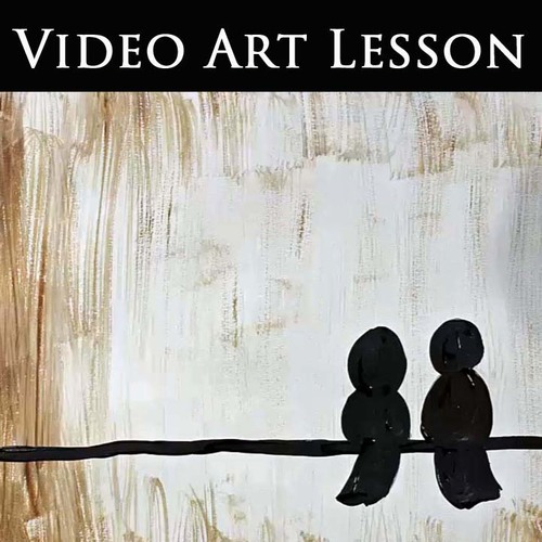 Preview of BIRD SILHOUETTE Drawing & Painting Lesson | Easy MOTHER'S DAY Art Project