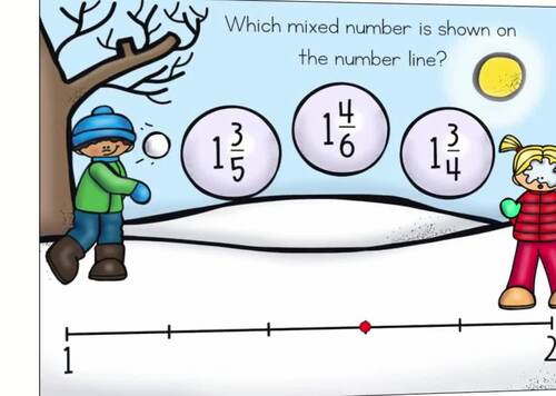 4th Grade January Math Activities - Fractions & Multiplication Math Centers