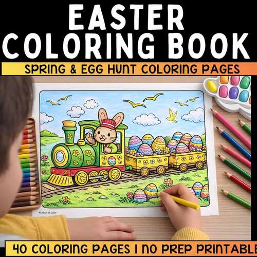 Easter Coloring Book | Spring Egg Hunt & Bunny Coloring Pages | No Prep ...
