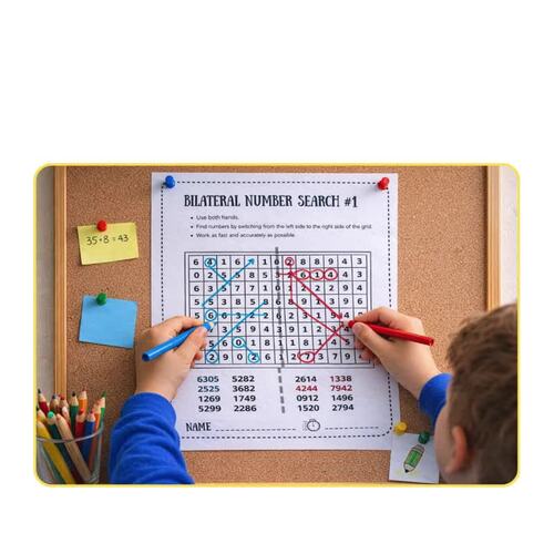 Bilateral Number Search Level 3 | Advanced Focus & Executive Function Worksheets