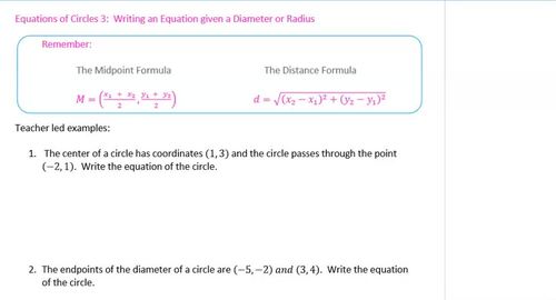 Preview of Equations of Circles 3 - Writing an Equation given Coordinates of Diameter video