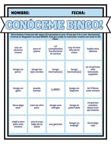 Back to School Game Conóceme BINGO - Get To Know Your Students BINGO in ...
