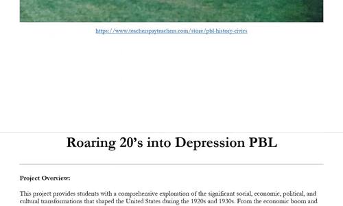 Middle School Roaring 20’s into Depression Project by PBL History & Civics