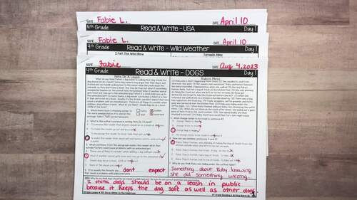 4th Grade Reading Comprehension Worksheets & Writing Prompts Daily Warm Up