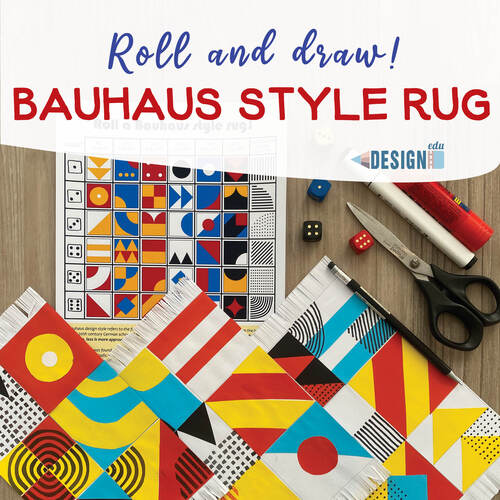 Preview of Roll and Draw - Bauhaus Style Rug Geometric Paper Collage Abstract Art Activity
