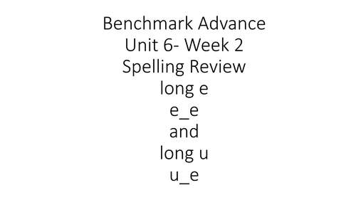 Preview of Benchmark Advance First Grade Unit 6 Week 2 Spelling Review Video (u_e, e_e)