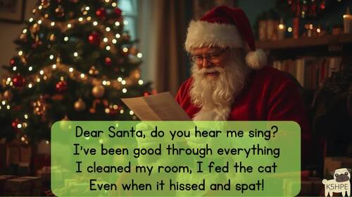 Preview of Music: Dear Santa Christmas Choir Song Classroom Songs Reading Lyrics Sing-along