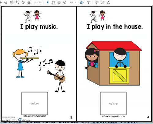 Core Vocabulary Adapted Book Play By Teach Love Autism Tpt