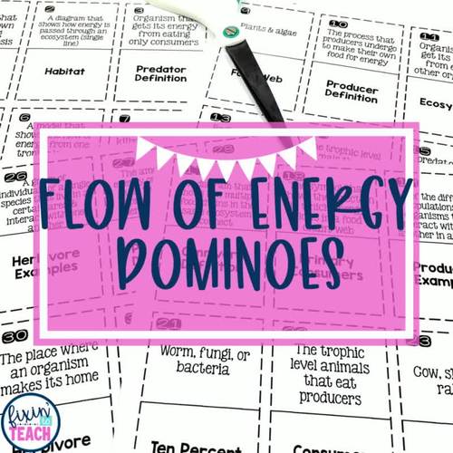 Flow of Energy Dominoes Game for Middle School Science by Fixin' to Teach