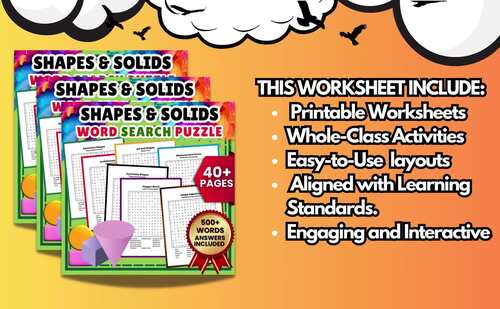 Fun Shapes and Solids Word Search Activities Morning Work 3rd,4th,5th ...