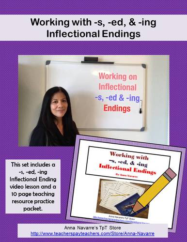 Preview of Working with -s, -ed, & -ing Inflectional Endings - Video and Practice Pages