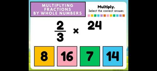 Multiplying with Fractions and Whole Numbers Boom™ Cards by Master Xuan