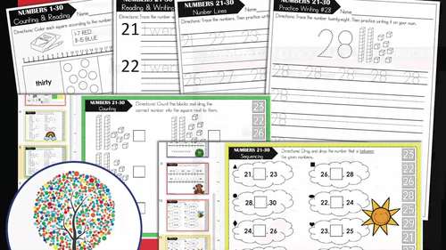 counting and writing numbers 21 to 30 printable digital distance learning
