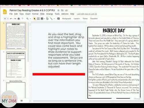 Patriot Day Differentiated Reading Passages | Distance Learning | TpT