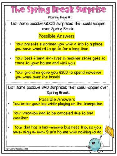 Spring Break Writing Prompt- Templates, Spring Directed Drawing, Spring Craft