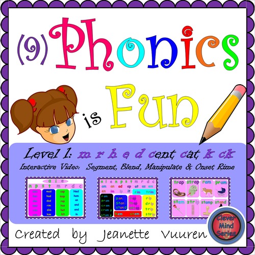 Preview of (2C) PHONICS IS FUN: VIDEO: m r h e d (c)ent (c)at ck k: DISTANCE LEARNING