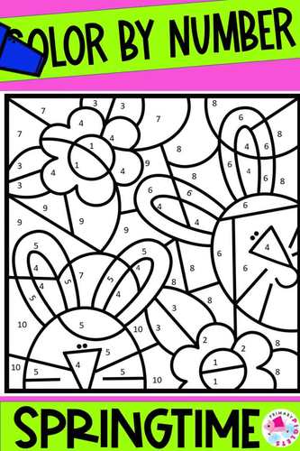 SPRING - COLOR-BY-CODE NUMBERS TO 10 COLOR-BY-NUMBER by Primary Piglets