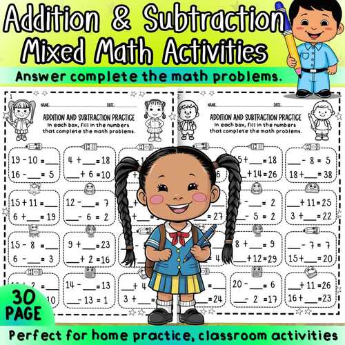 Mixed Addition and Subtraction Worksheets, Complete and Answer the Math ...