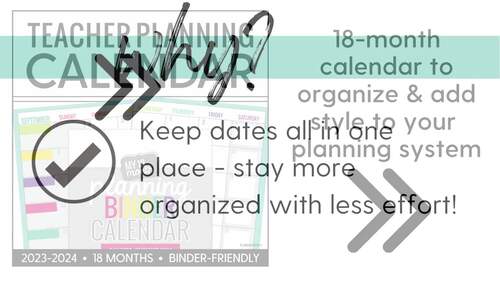 2023 2024 Printable Teacher Planning Calendar Template by KindergartenWorks