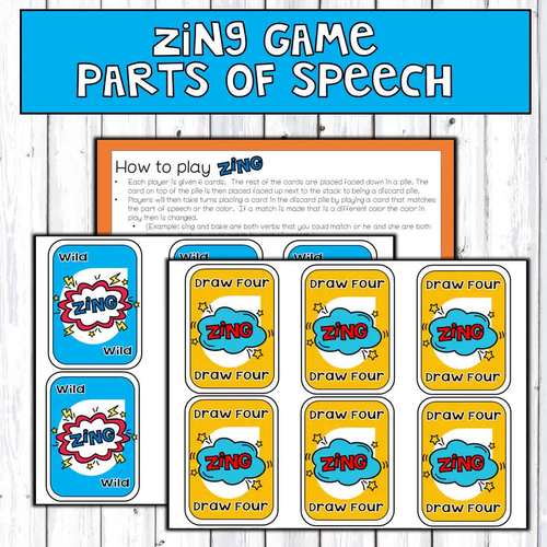 Parts of Speech Game | Zing! (Plays similar to Uno) by Joyful 4th