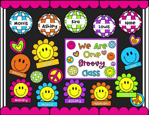 Back to School Groovy Retro Smiley Faces Bulletin Board Idea Door Decor
