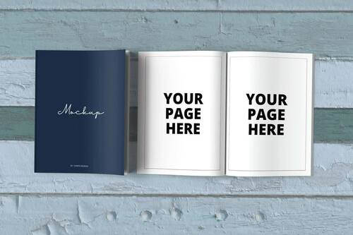 7.44 X 9.69 Book Cover and Pages Mockup, Open and closed book mockup