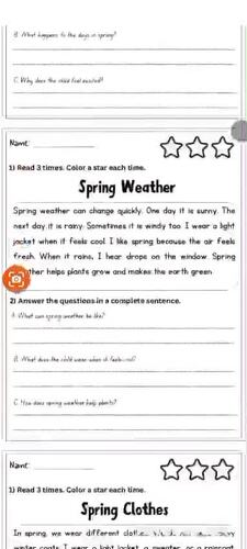 Spring Reading Comprehension Passages and Questions | Hello Spring ...