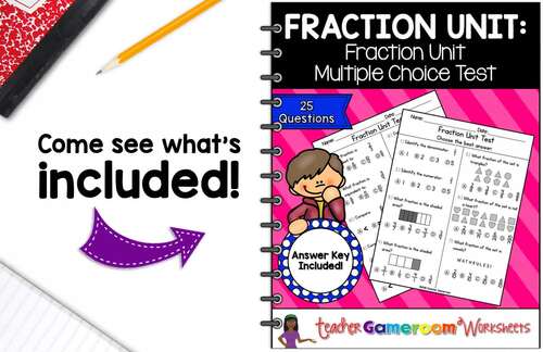 Fraction Test - Fraction Assessment - No Prep Activities