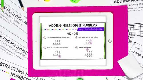 Add & Subtract Multi-Digit Numbers 4th Grade Math Unit Print & Digital ...