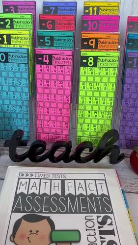 Subtraction Timed Tests & Rewards for Math Fact Fluency {with Counting ...