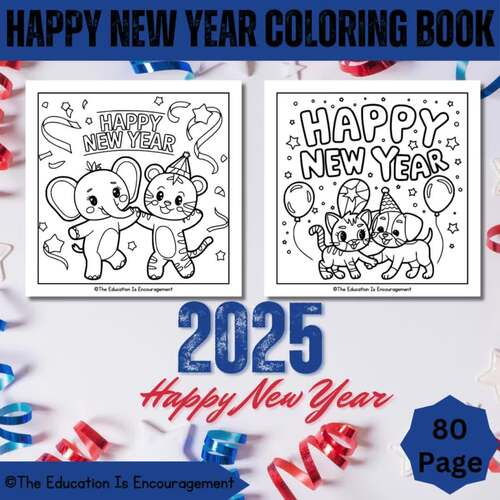 2025 Happy New Year Coloring book New Year Activities Coloring Pages