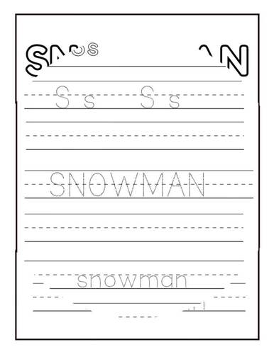 Snowman Letter S Worksheets Tracing and Dot to Dot for PreK and ...
