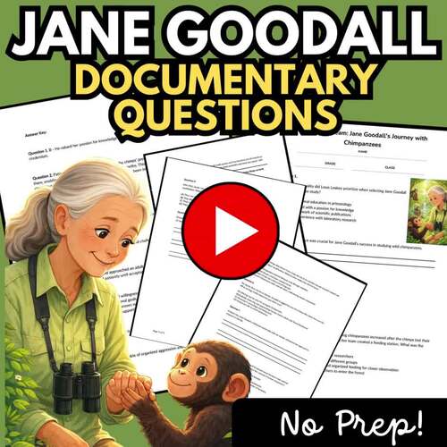 Jane Goodall Documentary Questions | Video Worksheet & Answer Key ...