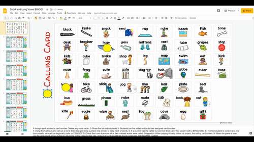 Short and Long Vowel BINGO | Google Slides | Digital Game | ESL | TpT