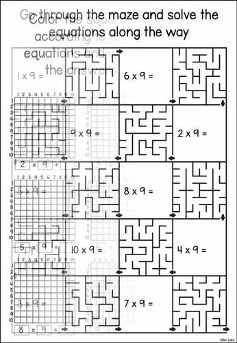 Multiplication Practice Worksheets for the 9 Times Table Multiplication ...