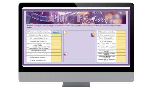 Protein Synthesis Picture Reveal WS by Just Add H2O | TPT