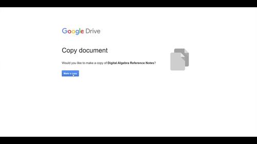 GOOGLE SLIDES Algebra 1 Digital Resource Reference Notes