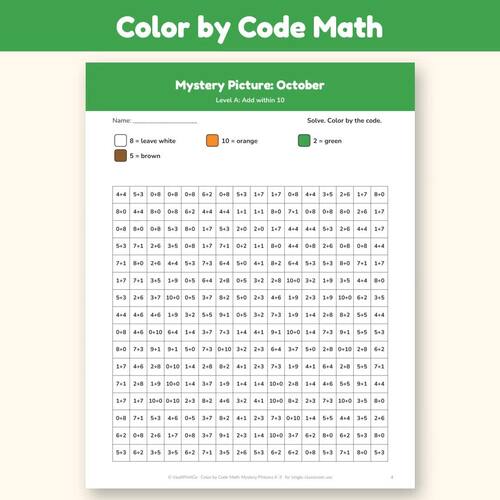 Color by Code Math | Addition Subtraction Multiplication | Mystery ...