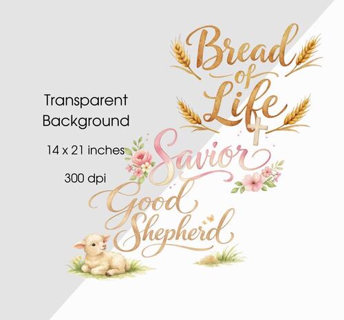 Names of Jesus Lettering Clipart, Good Shepherd, Teaching of Jesus, Savior