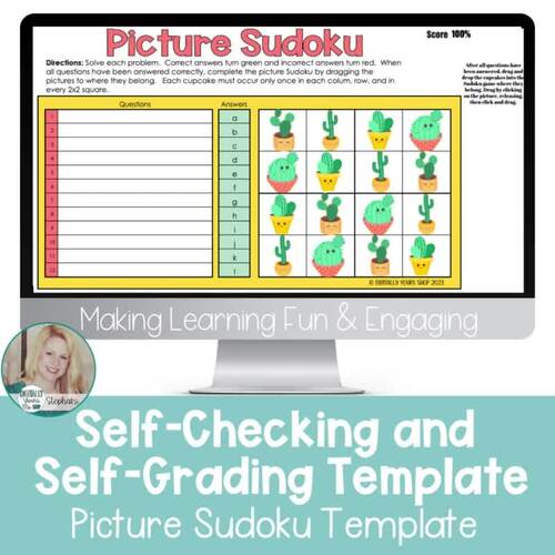 Editable Self-Checking Template Digital Picture Sudoku Commercial Use ...