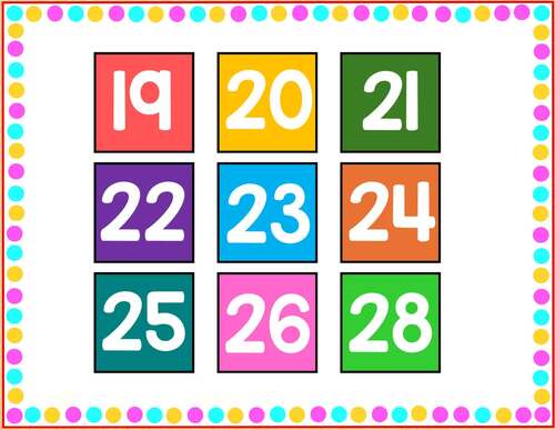 Printable Number Labels from 1 to 36. Editable Calendar Number Labels, Numbers