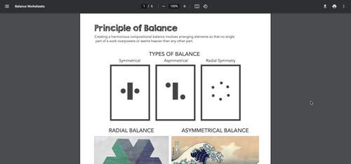 Principles of Design Worksheets - Principle of Balance & Balance Mini ...