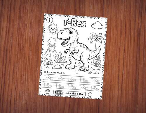 Dinosaur Coloring & Tracing Worksheets | Dinosaur Handwriting Practice ...