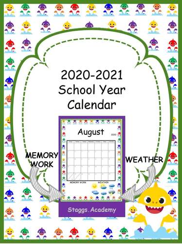 Baby Shark Back To School 21 Calendar July June 21 Year Month