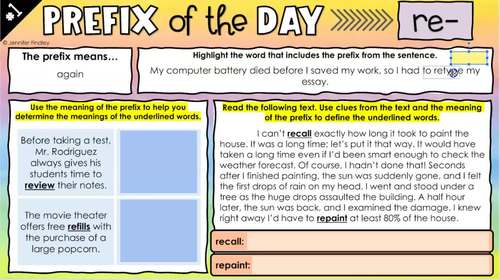 Prefix and Suffix of the Day  Prefix and Suffix Practice with