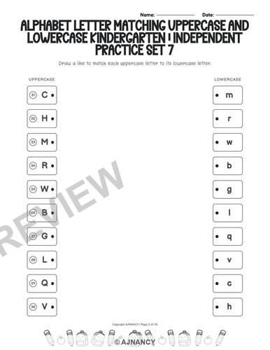 Alphabet Letter Matching Uppercase and Lowercase Kindergarten by AJNANCY