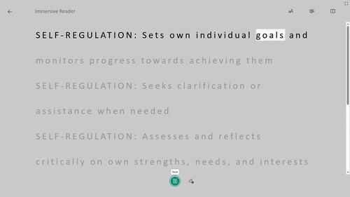 Preview of SELF-REGULATION - Immersive Reader Screen Capture Video + Learning Skills Rubric